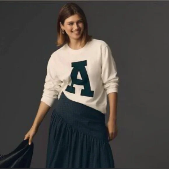 Anthropologie Maeve Crew Letter Sweatshirt - Picture 2 of 11